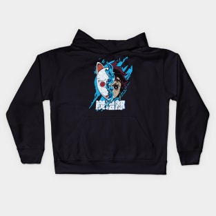 DEMON SLAYER 2: TANJIRO HALF FACE HALF MASK (GRUNGE STYLE) Kids Hoodie